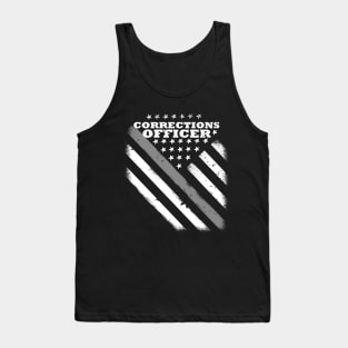 Corrections Officer Flag - Thin Silver Line American Flag Tank Top